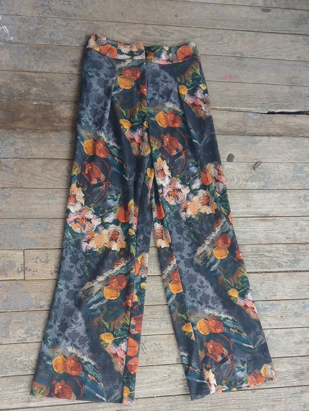 Anthropolgie Eva Franco "Simone" Retro 90s Style Floral  Mesh Dark  Size XS